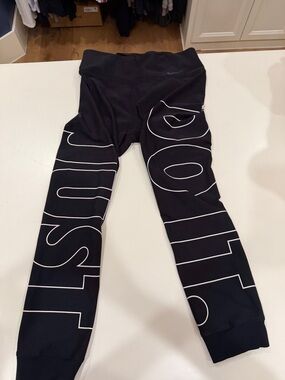 Nike Black Leggings with White Outline Logo Print